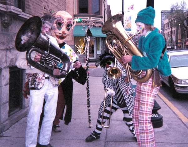 evil clown parade, environmental encroachment marching band