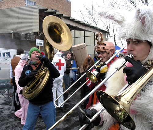 chiditarod horn section, trombones, sousaphone