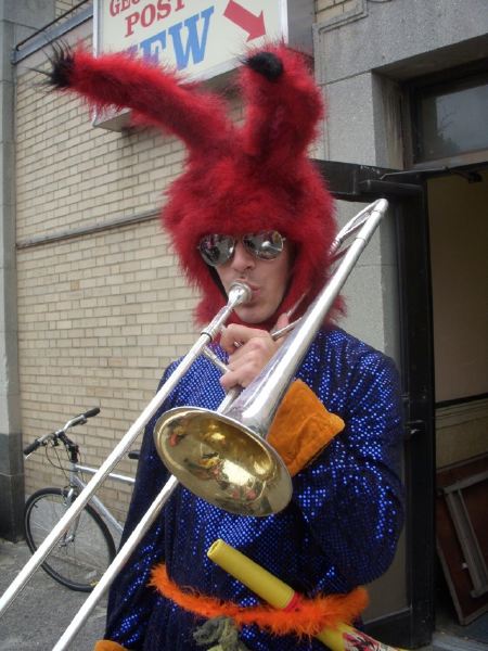 glam trombone rock star bunny music