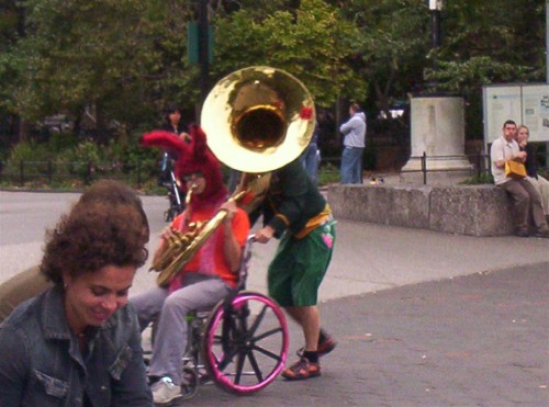quacaba playing at honk fest parade, boston harvard square 2007