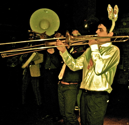 1940's party, swing house, brooklyn, live band ee and hungry march band, 2010 horn section