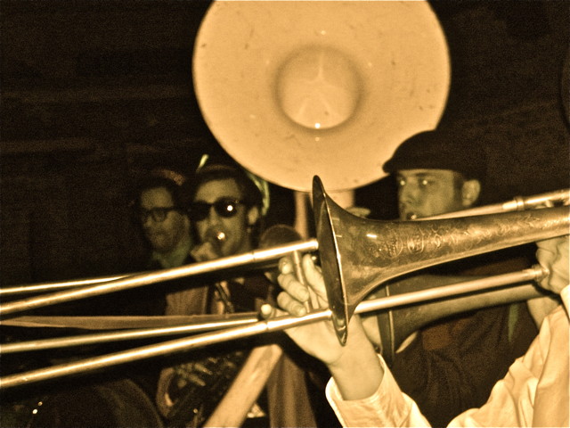 trombones and sousaphone, nyc retro vintage swing party brooklyn